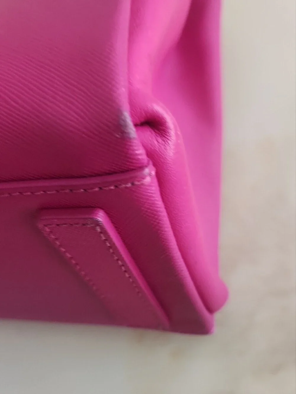 MCM Fuchsia Pink Saffiano Leather Top-Handle Satchel W/Crossbody Strap